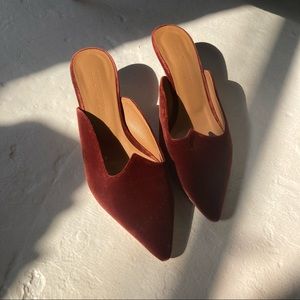 Rust velvet Kitten Heels - Mules